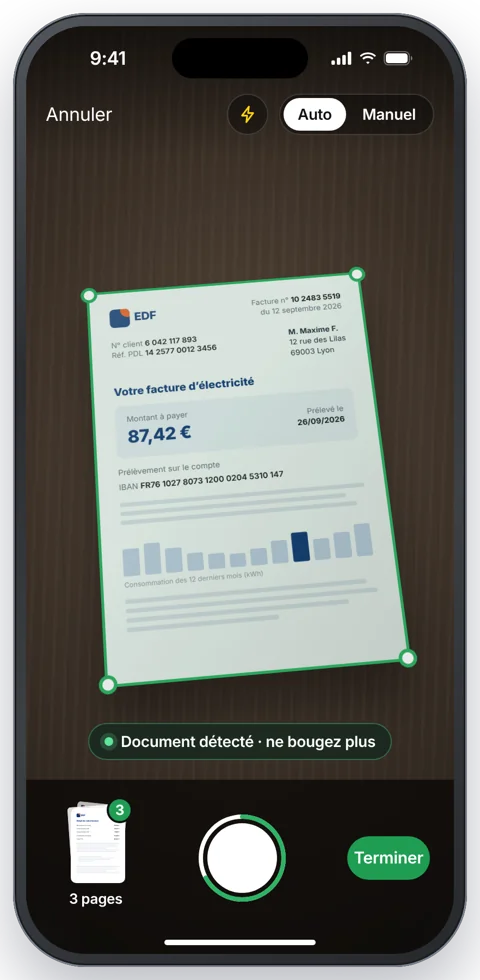 Maquette du scanner FileFit avec détection des bords du document